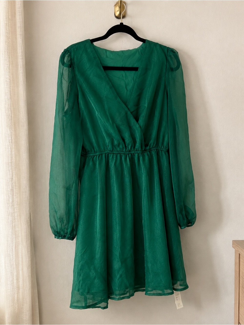 Cupshe Emerald Green Sheer Chiffon Dress